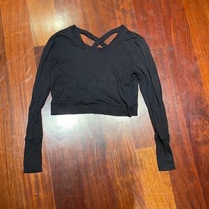 ALO YOGA Black Semi Crop CrossBack Sweater Coverup (S)